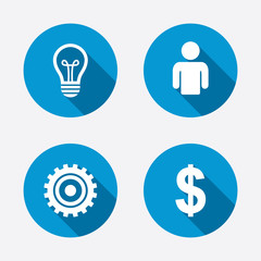 Business signs. Human and lamp bulb idea icons.