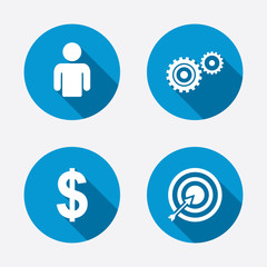 Business signs. Human and aim targer with arrow.