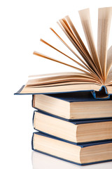 Books on white background