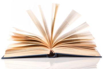 Books on white background
