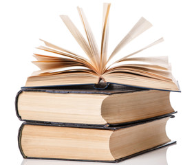 Books on white background