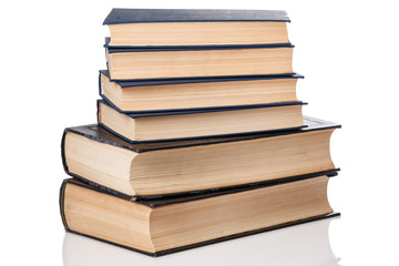 Books on white background