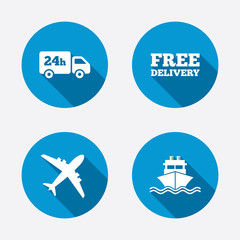 Cargo truck, shipping. Free delivery service