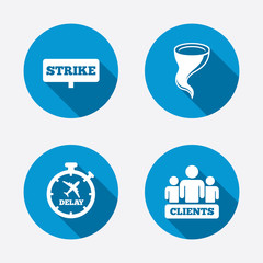 Strike icon. Storm weather and group of people.