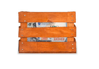 money in wood box
