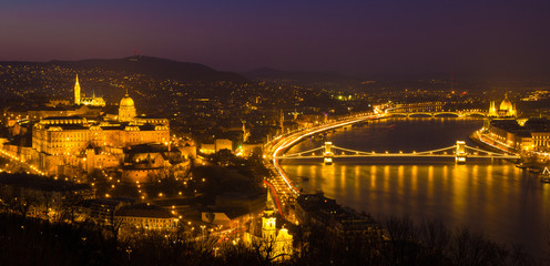 Fototapeta na wymiar Budapest castle at night, Hungary, Europe