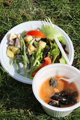 Fresh seafood salad with a lot of ingredients