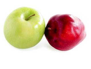red and green apple