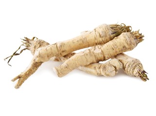roots of horseradish as spicy vegetable