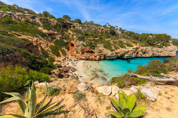 View of beautiful Cala des Moro beach, Majorca island, Spain