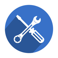 Icono redondo azul herramientas con sombra