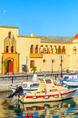 Obraz na płótnie Canvas A view of a port in Kalymnos island, Greece