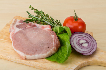 Raw pork steak
