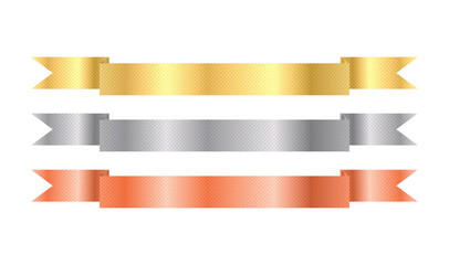 gold, silver, bronze vector ribbons with texture