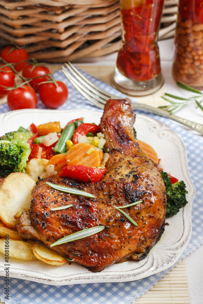 Canvas Prints roasted chicken with vegetables