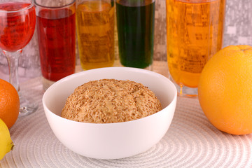 sweet cake on white plate and fruits