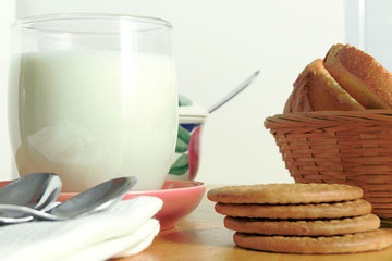 Breakfast with cookies and milk