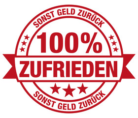 100% Zufrieden –  sonst Geld zurück - Stempel