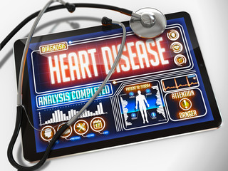 Heart Disease on the Display of Medical Tablet.