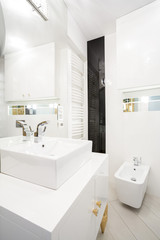 Fototapeta na wymiar Interior of white bathroom