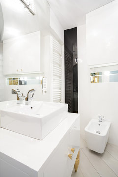 Interior of white bathroom