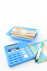 日本の紙幣と計算機