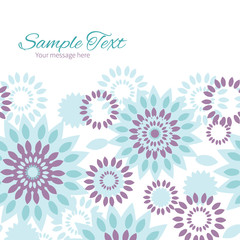 Vector purple and blue floral abstract horizontal frame seamless