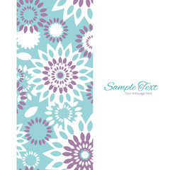 Vector purple and blue floral abstract vertical frame seamless