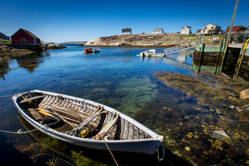 Boat in harbour at Peggy's Cove, Nova Scotia