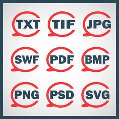 Set of icons indicating the digital formats
