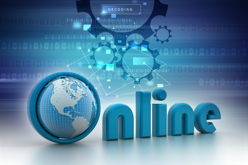 On-line illustration with globe.