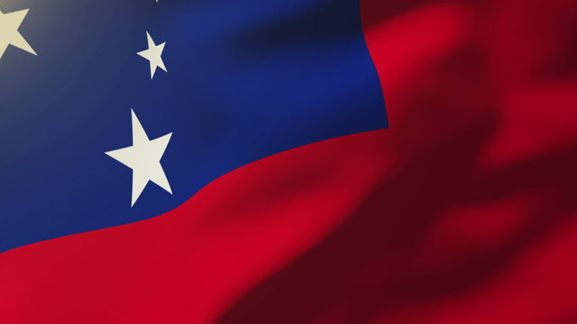 Samoa flag waving in the wind. Looping sun rises style