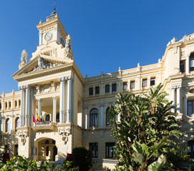 City hall of Malaga in sunny day