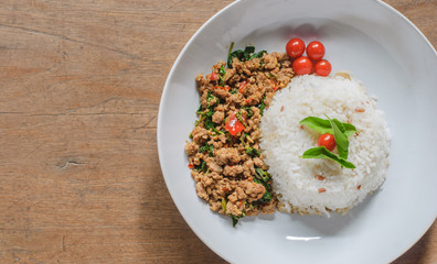 Rice Topped With Stir-fried Pork And Basil