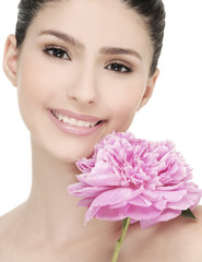 healthy girl with pink flower
