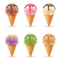 Ice cream with different flavors