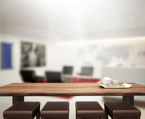 Table Top And Blur Office Background
