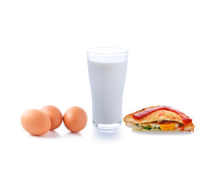 milk and Fried Egg Sandwich