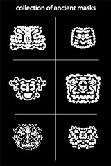 collection of original ancient  masks, for tattoo and amulets