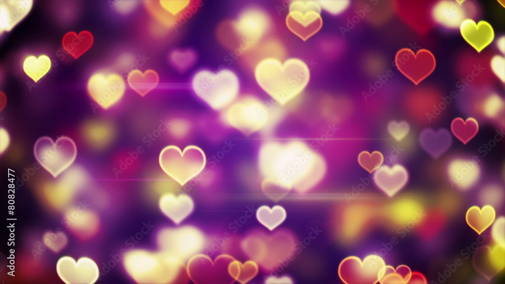 Aufkleber glowing heart shapes bokeh lights loopable background