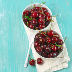 Cherries in bowls