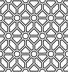 Black and white geometric seamless pattern, abstract background.