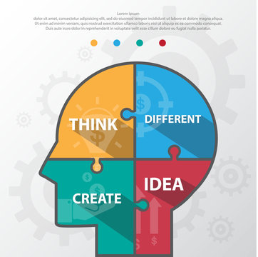 Step design of four part human idea infographic element.Vector/E