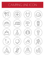 camping thin line icon set.vector/illustration.