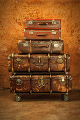 Vintage brown suitcases