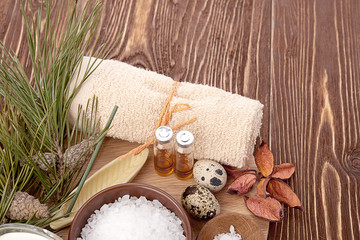 spa stuff on wooden background