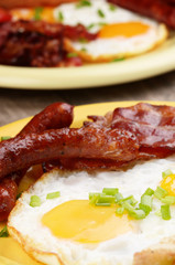 Fried eggs with bacon