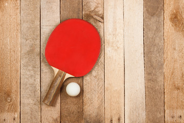 Ping pong paddle and ball