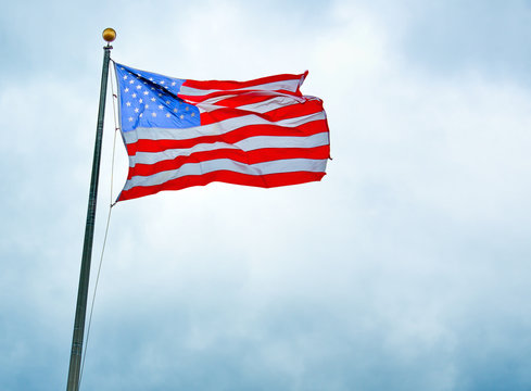 US Flag in the Liberty Park 9/11 memorial