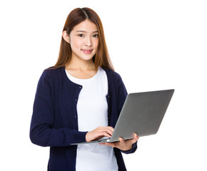 Gorgeous woman holding a laptop
